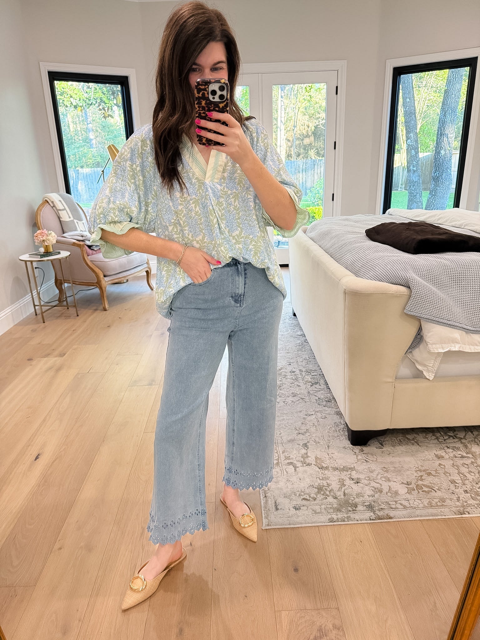 Spring Burst Floral Top in Sky