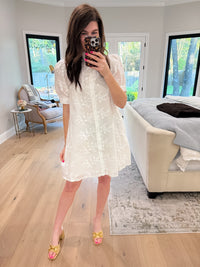Fresh Take Floral Lace Dress in White