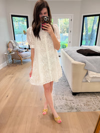 Fresh Take Floral Lace Dress in White