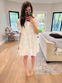 Fresh Take Floral Lace Dress in White