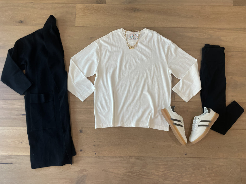 Timeless Comfort Oversized Long Sleeve Tee in Cream