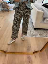 Vervet Presley Leopard Print Cropped Wide Leg Jeans