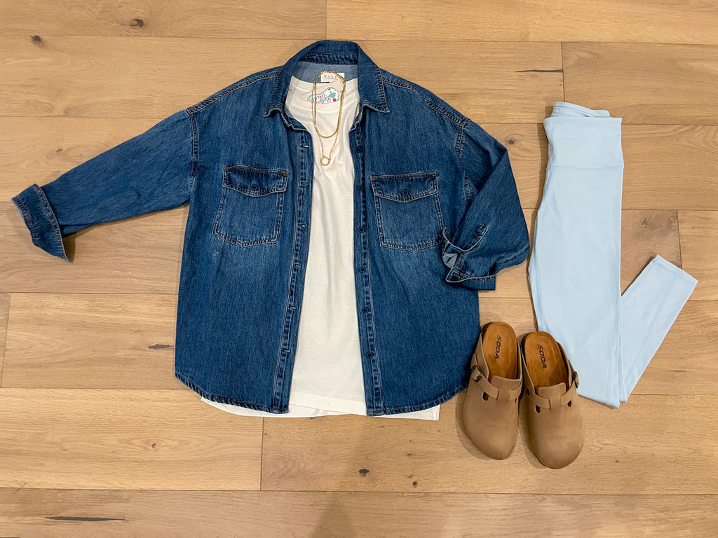 Risen Relaxed Ridge Denim Shacket