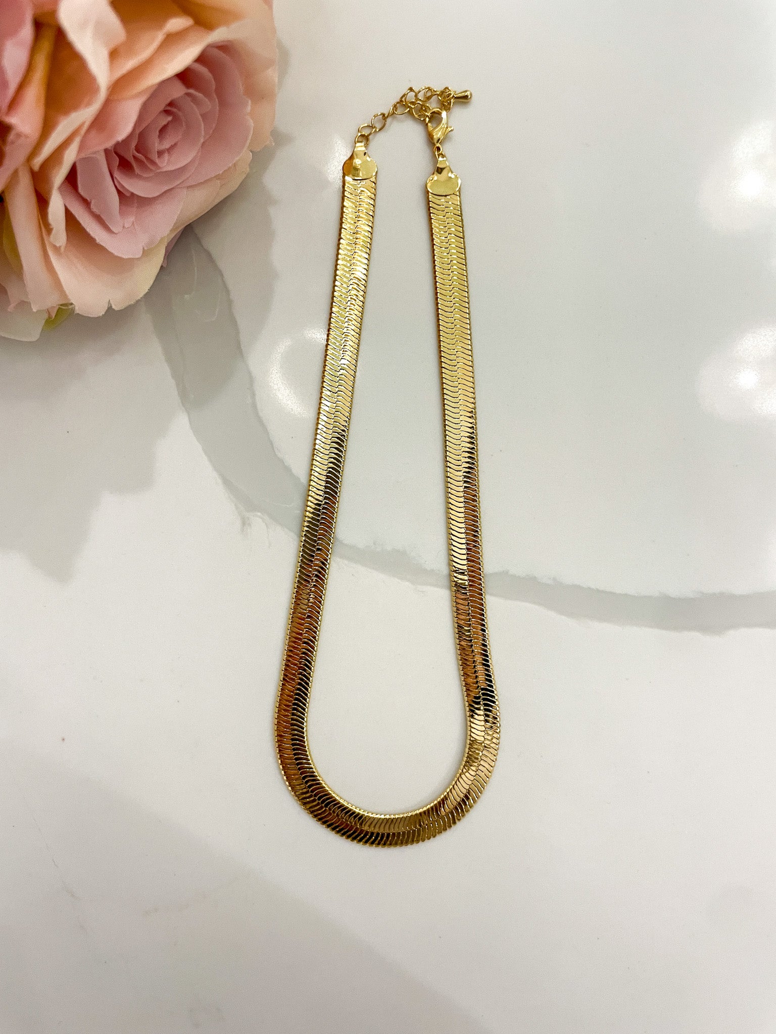 Herringbone Choker Necklace in Gold *Final Sale*