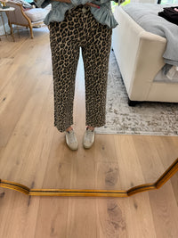 Vervet Presley Leopard Print Cropped Wide Leg Jeans