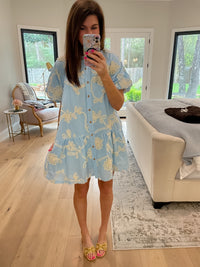 Sweet Detail Button Front Dress in Light Blue
