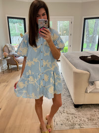 Sweet Detail Button Front Dress in Light Blue