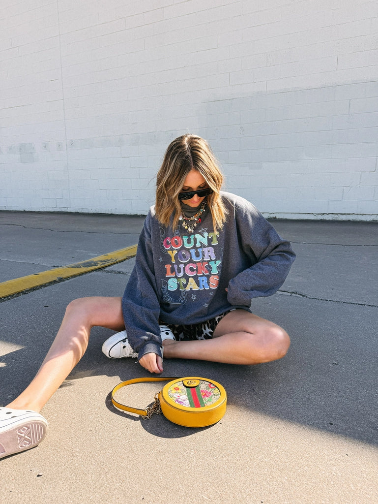Count Your Lucky Stars Sweatshirt in Charcoal