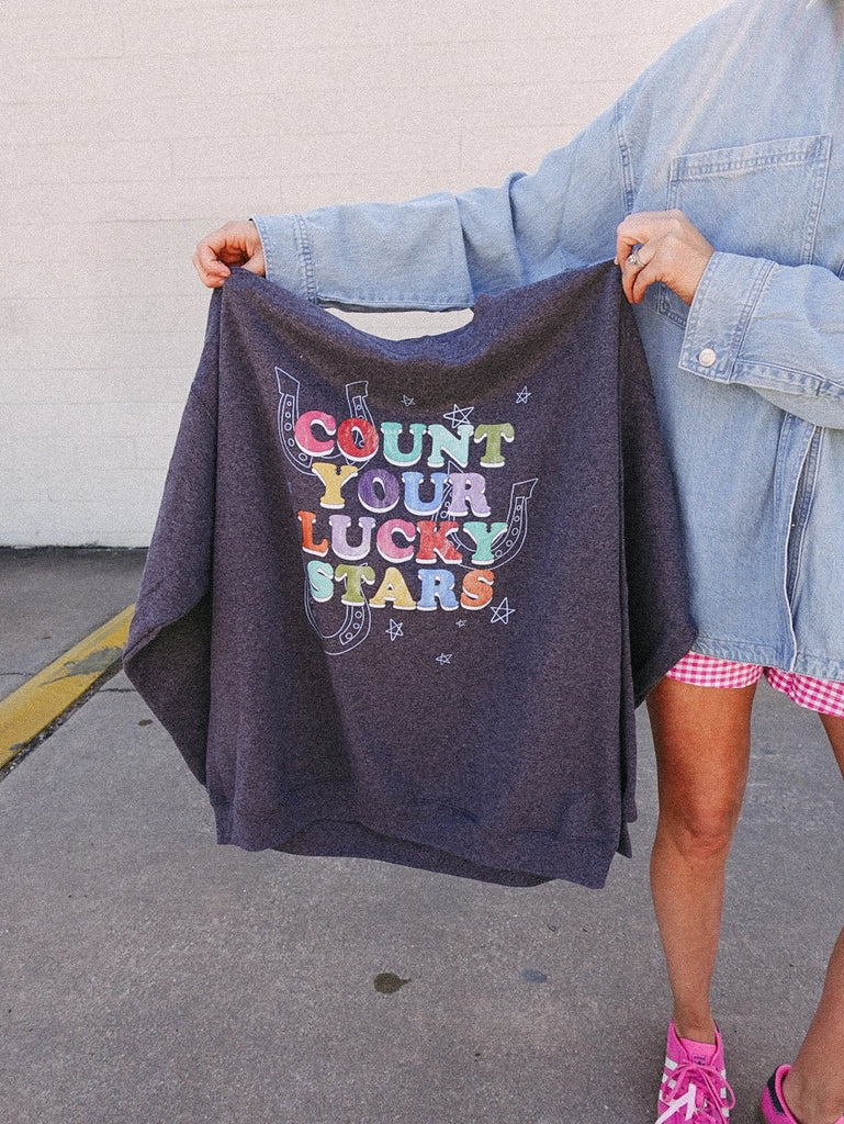 Count Your Lucky Stars Sweatshirt in Charcoal