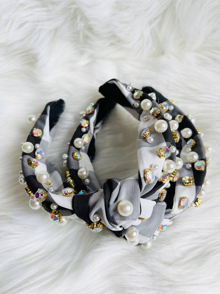 Black and White Gingham Headband *Final Sale*