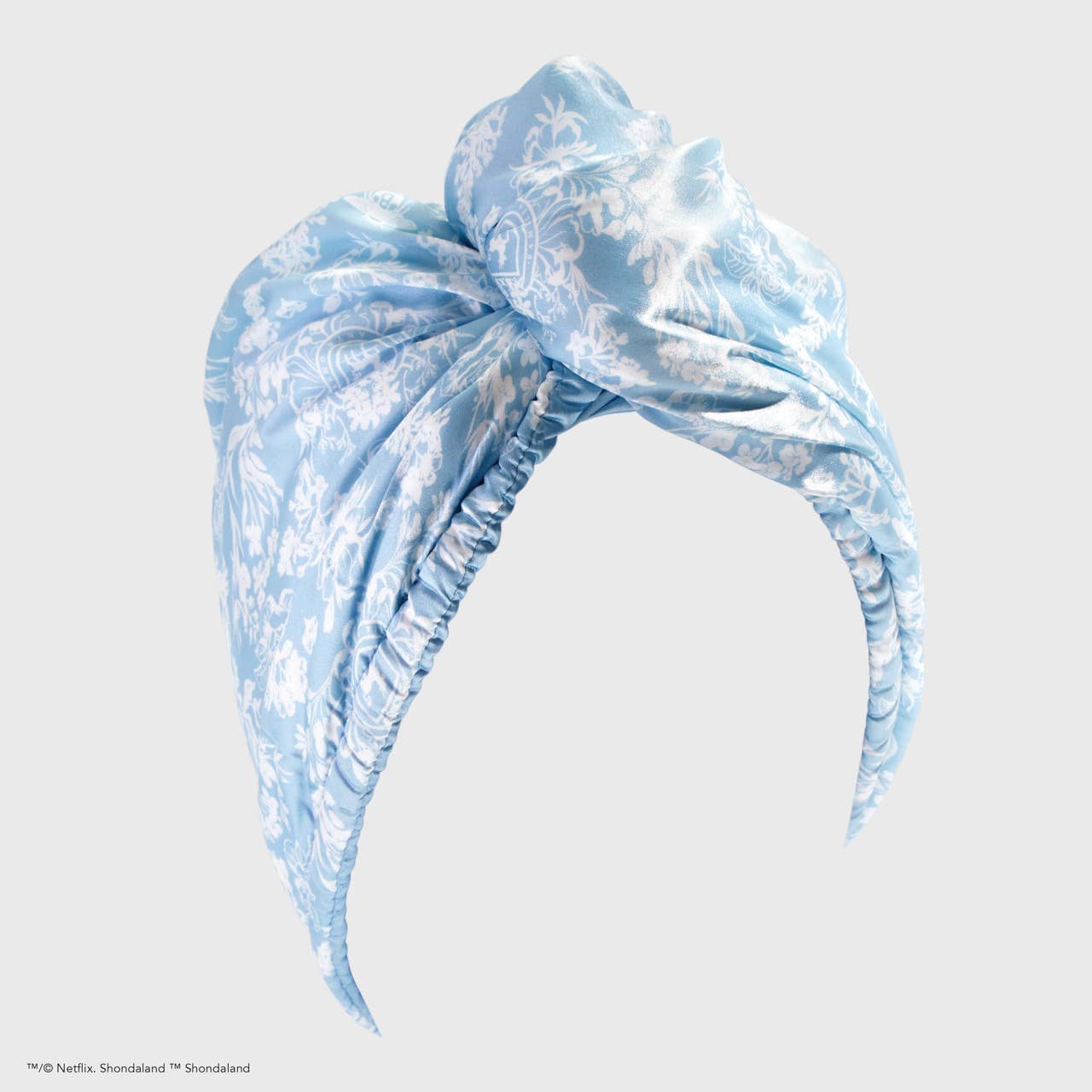 Kitsch x Bridgerton Satin Wrapped Hair Towel / Toile De Blue *Final Sale*