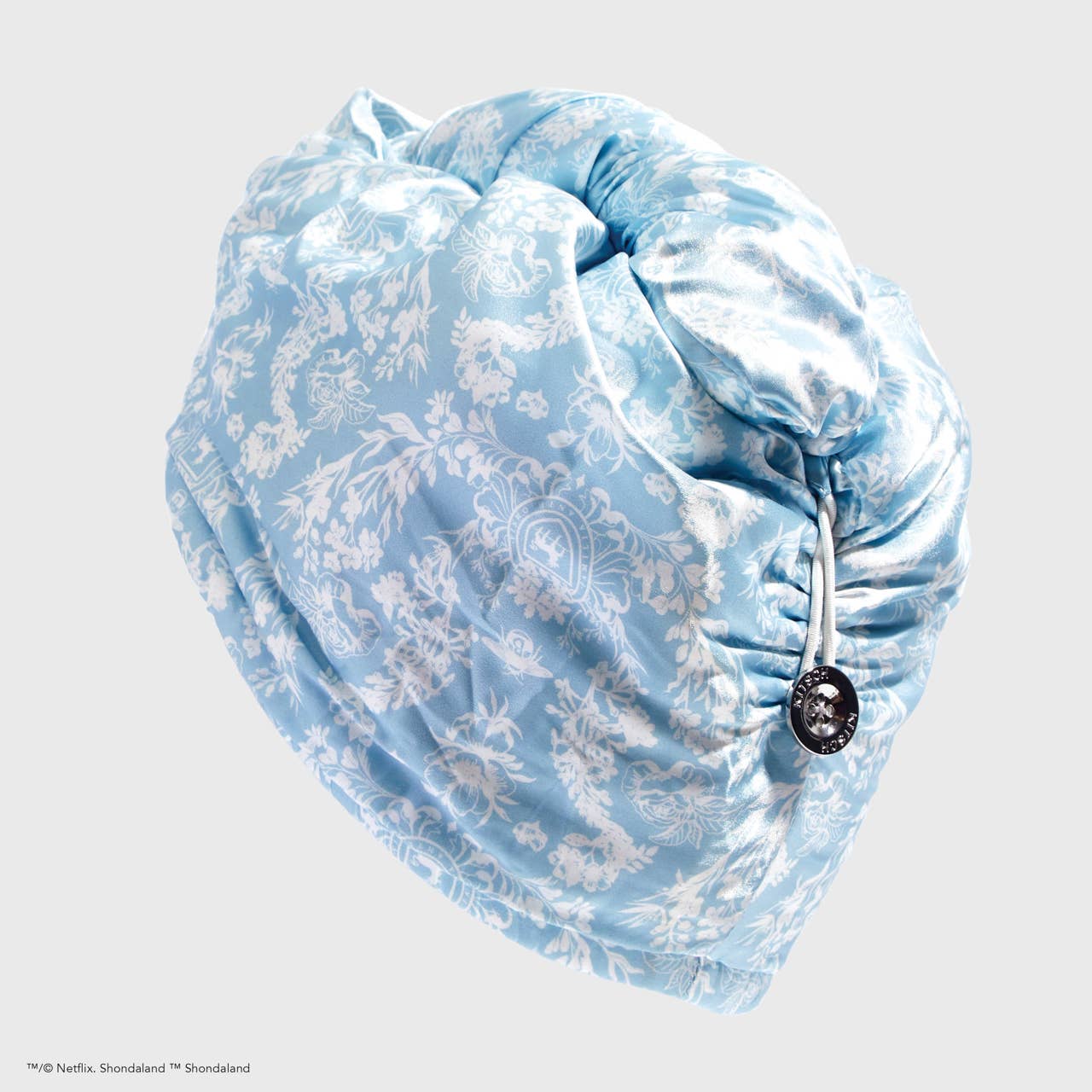 Kitsch x Bridgerton Satin Wrapped Hair Towel / Toile De Blue *Final Sale*