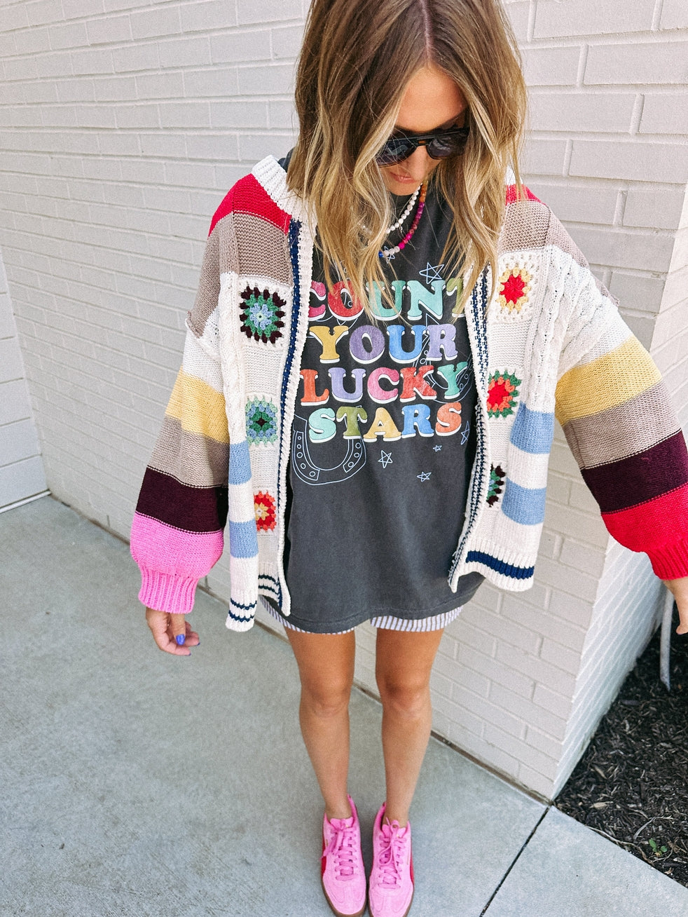 Count Your Lucky Stars Tee in Charcoal