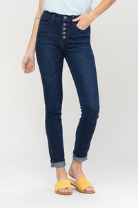 Vervet Ali Straight Leg Button Front Jeans