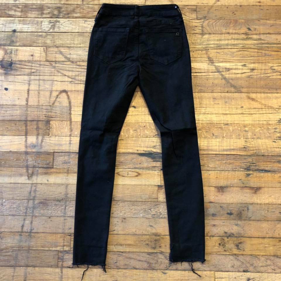 Tara Distressed Black Step Hem Jeans