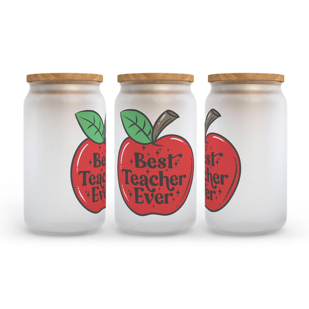 Best Teacher Ever Frosted Glass Can Tumbler