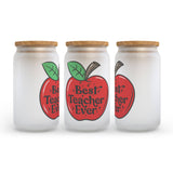 Best Teacher Ever Frosted Glass Can Tumbler