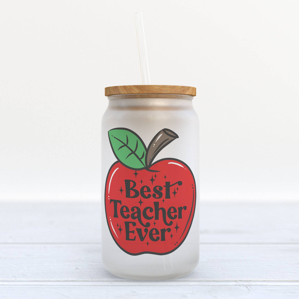 Best Teacher Ever Frosted Glass Can Tumbler