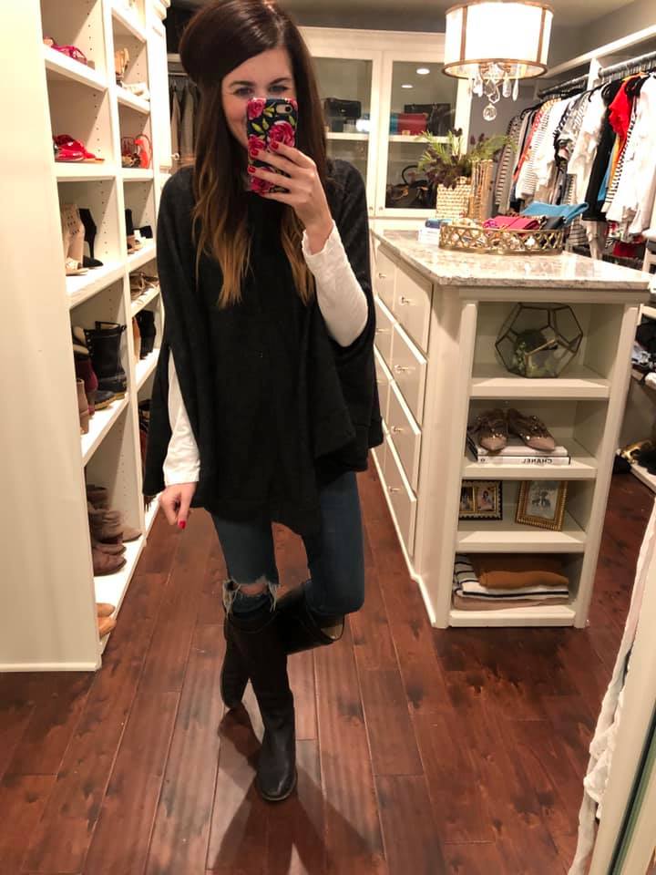 SALE! Dede Circle Poncho in Charcoal