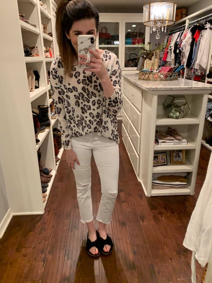 Asbury White Step Hem Jeans