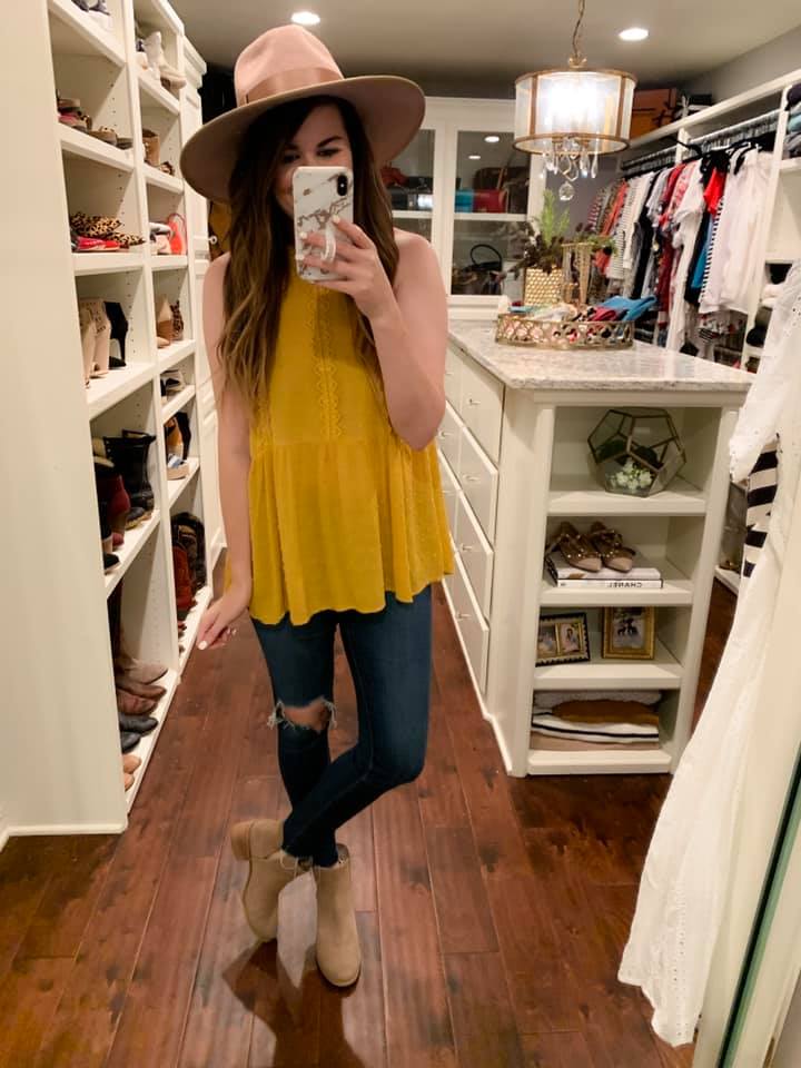 Ophelia Tank in Cream and Mustard