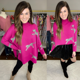 Feline Flair Sweater in Hot Pink