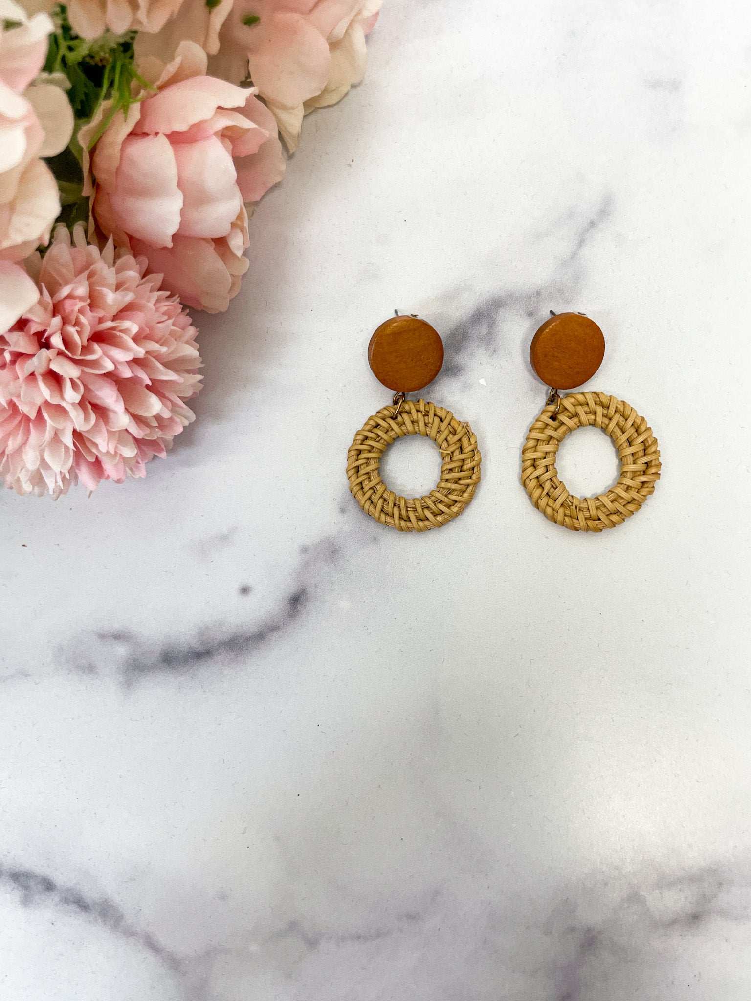 Rattan and Wood Earrings *Final Sale*