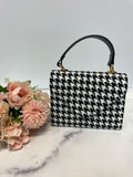 Houndstooth Top Handle Bag