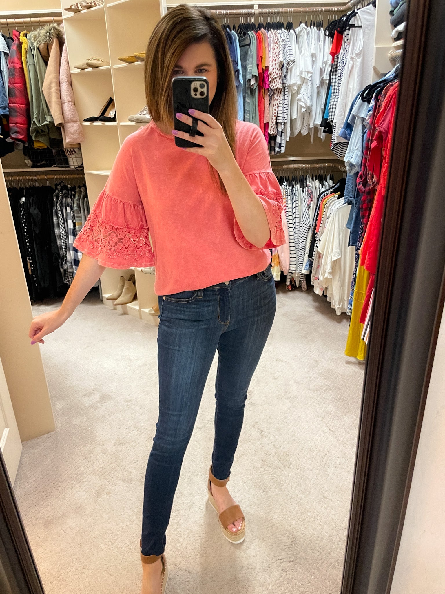 SALE! Jana Mineral Washed Top in Strawberry *Final Sale*