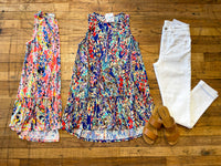 SALE! Splash of Color Tank in Coral and Royal *Final Sale*