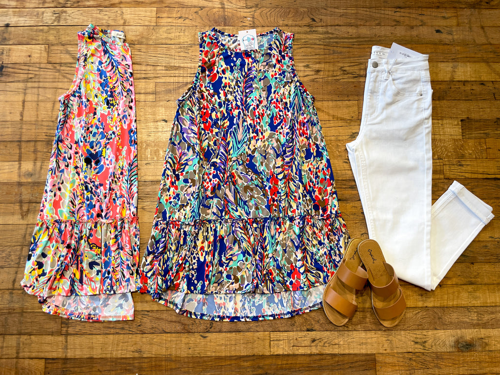 Splash of Color Tank in Coral and Royal