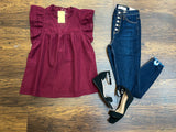 Deserve the World Top in Burgundy