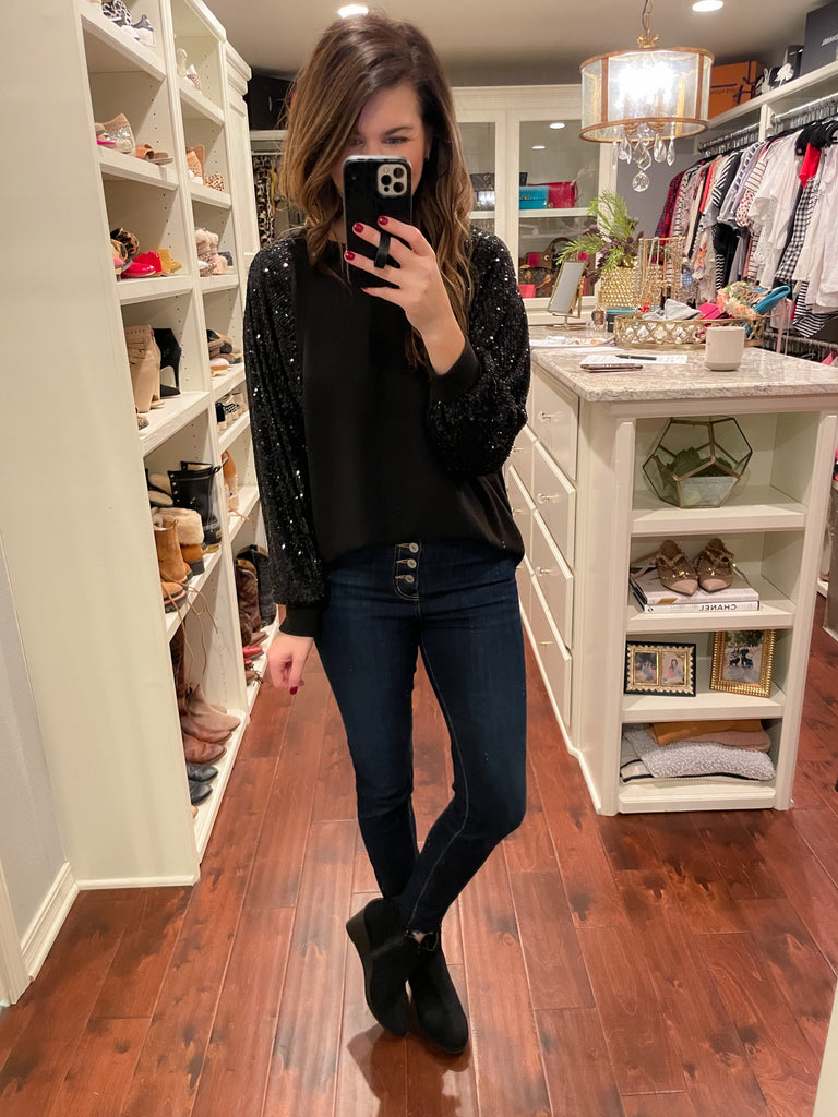 Sparkle in the Spotlight Top in Black