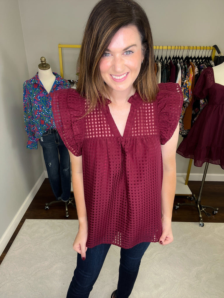 Deserve the World Top in Burgundy