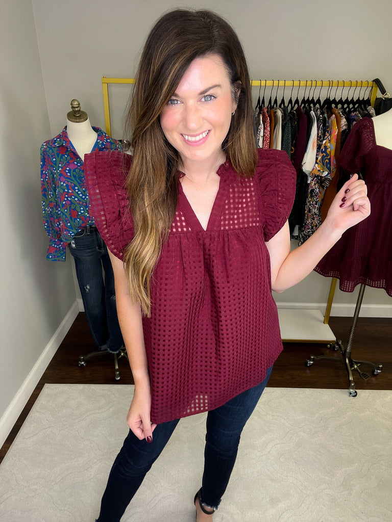 Deserve the World Top in Burgundy