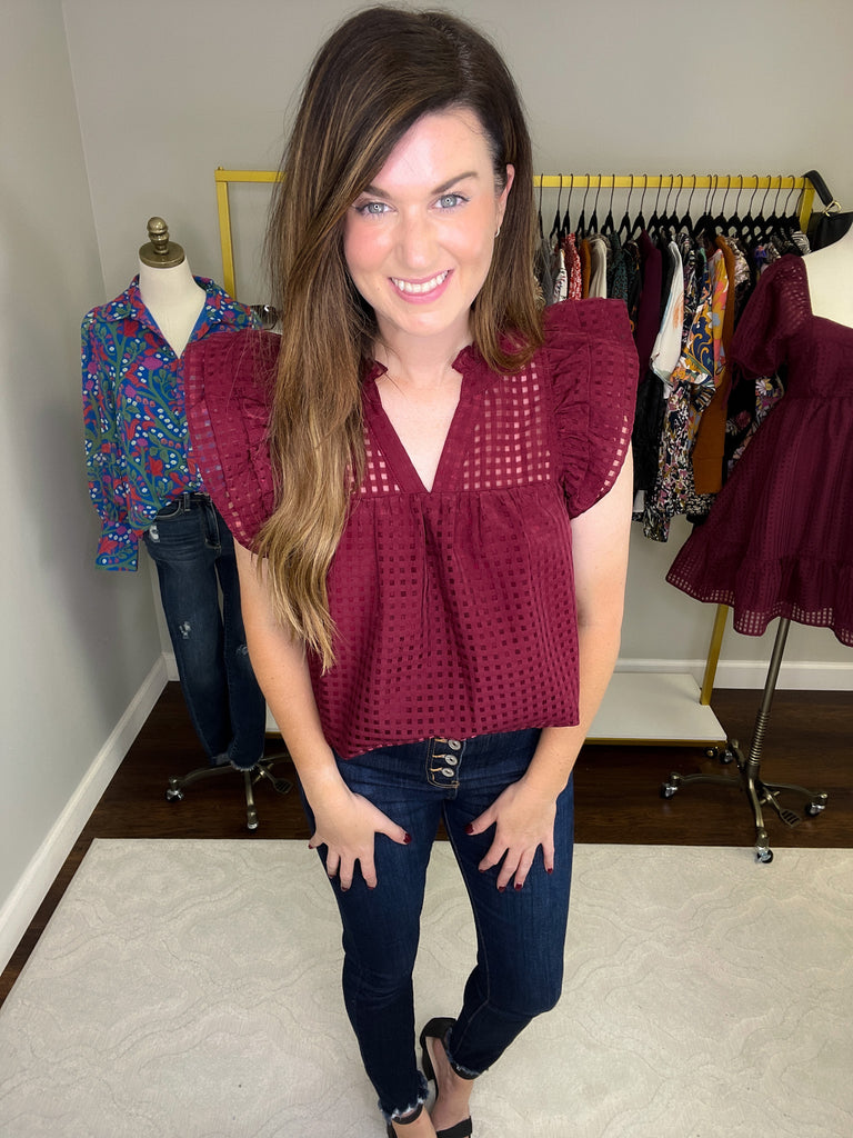 Deserve the World Top in Burgundy