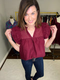 Deserve the World Top in Burgundy