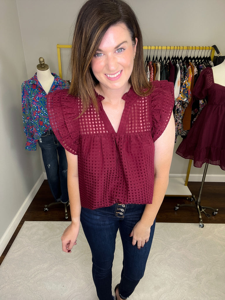 Deserve the World Top in Burgundy