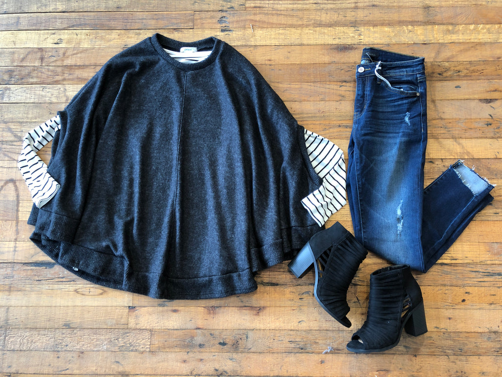 SALE! Dede Circle Poncho in Charcoal