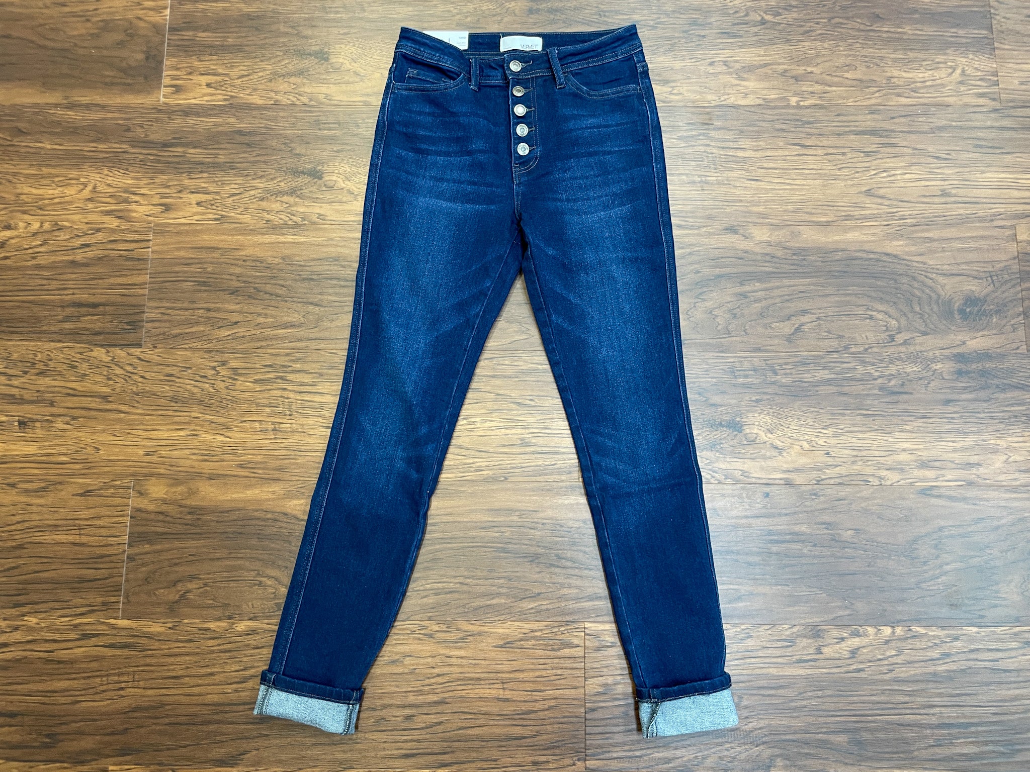 Vervet Ali Straight Leg Button Front Jeans