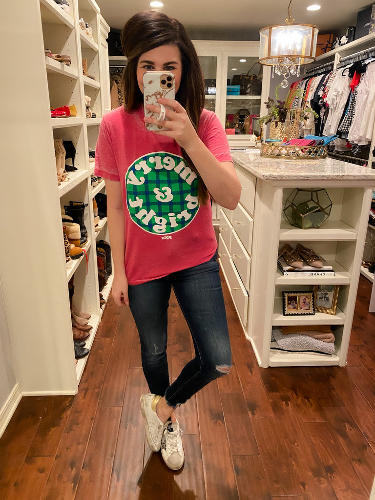 Merry and Bright Plaid Circle Tee