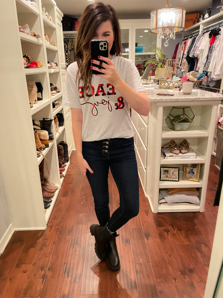 Peace and Joy Buffalo Plaid Tee