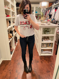 Peace and Joy Buffalo Plaid Tee