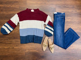 Sweeter in Stripes Sweater in Wine