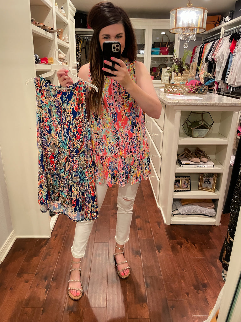 Splash of Color Tank in Coral and Royal