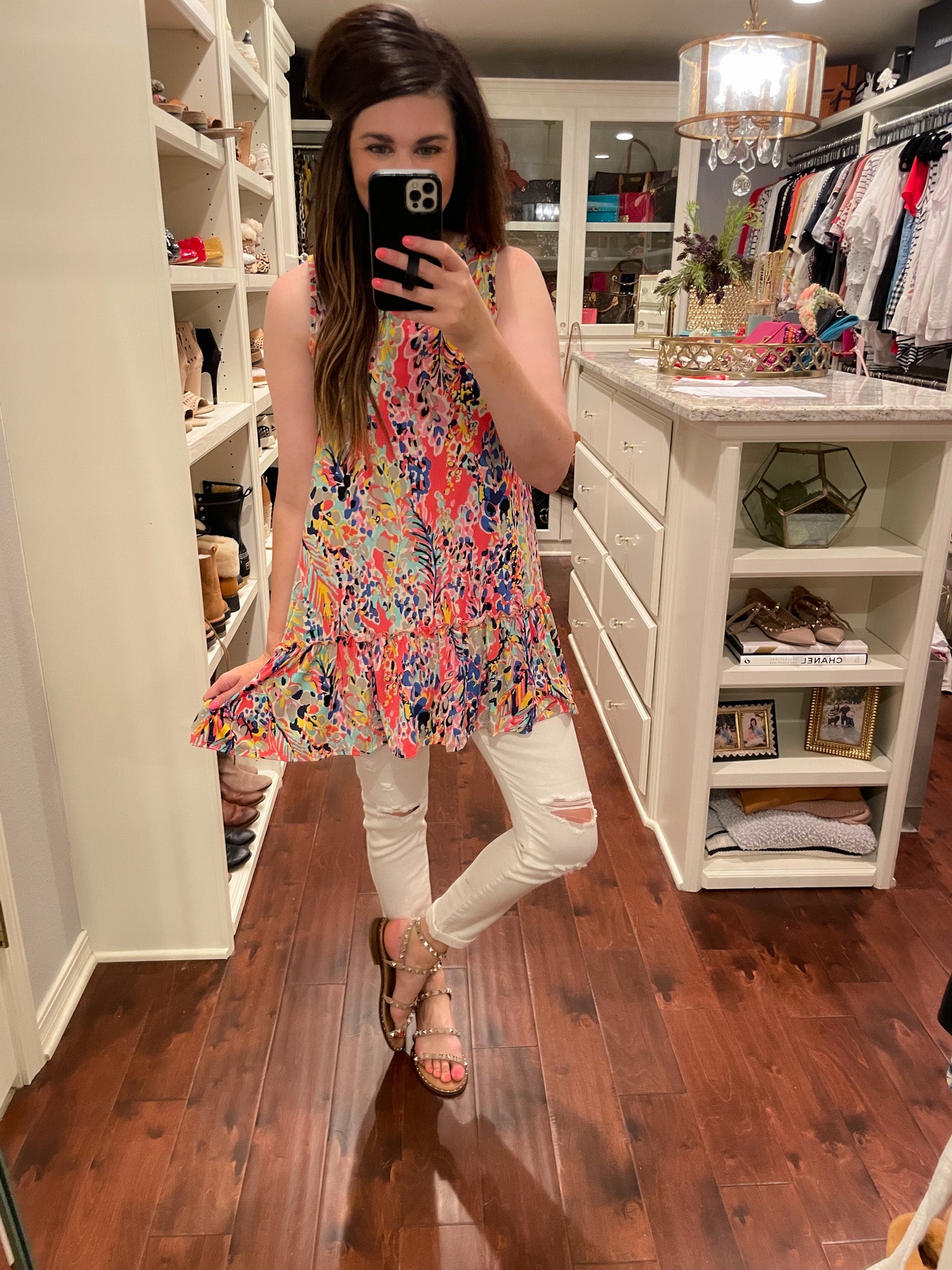 SALE! Splash of Color Tank in Coral and Royal *Final Sale*