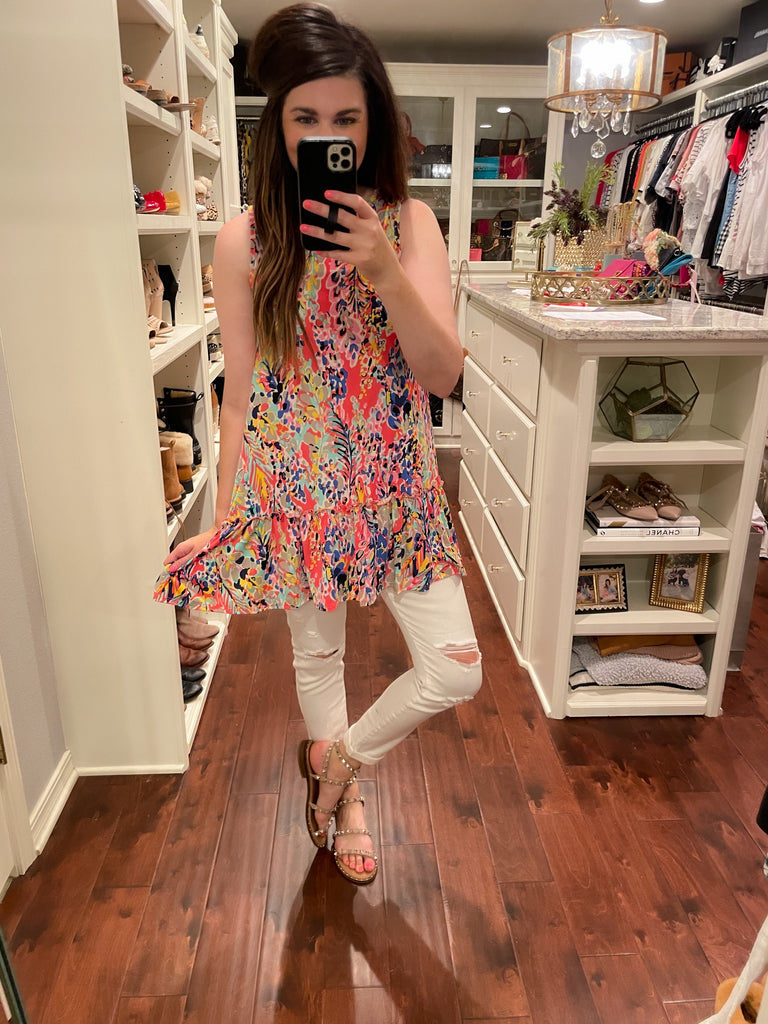 Splash of Color Tank in Coral and Royal