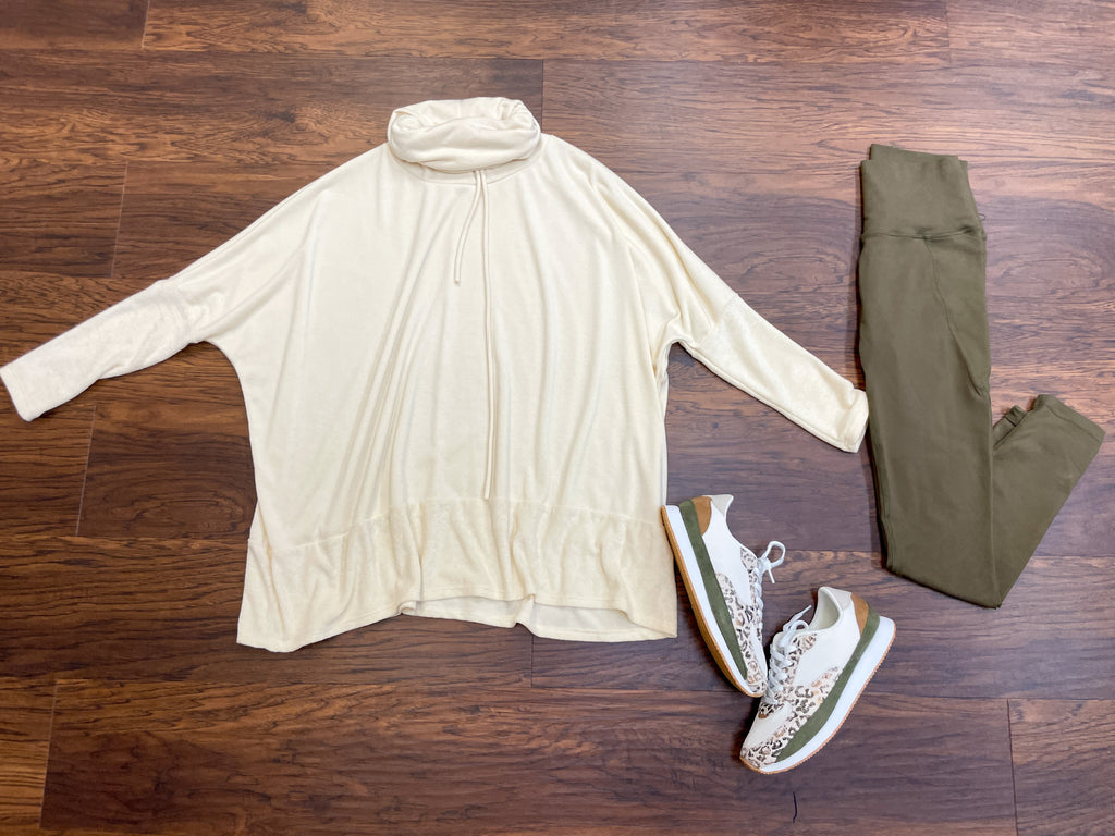 True Warmth Cowl Neck Pullover in Off White