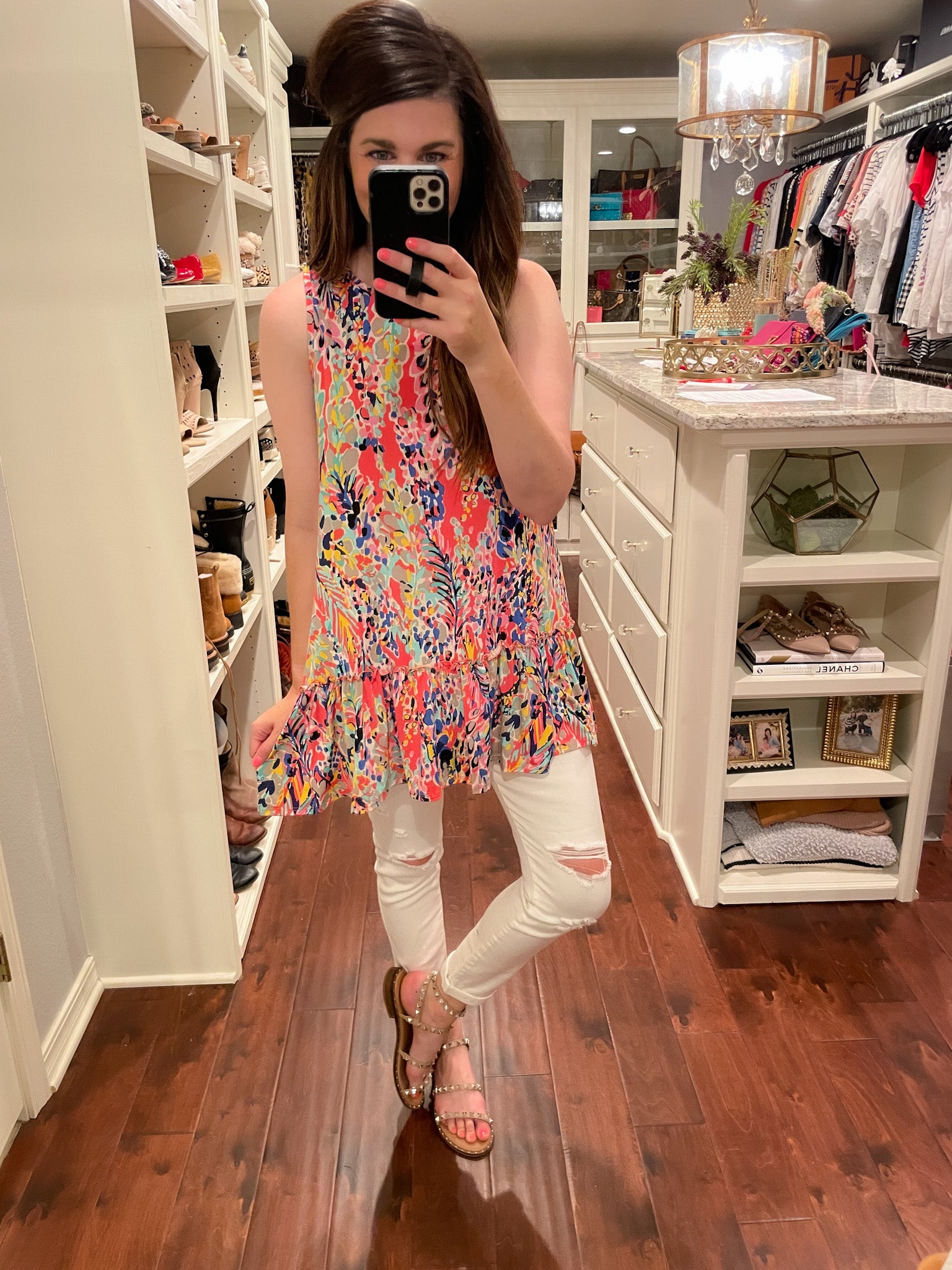 SALE! Splash of Color Tank in Coral and Royal *Final Sale*