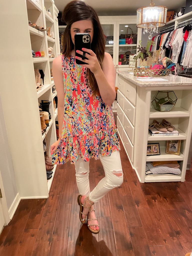 Splash of Color Tank in Coral and Royal